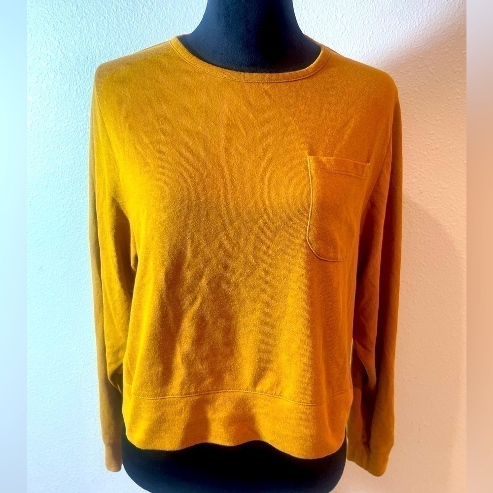 Madewell Mustard Yellow Cropped Long Sleeve Top- Size L